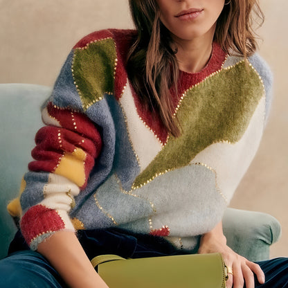 Fashion Elegant Crew Neck Pullover Sweater Women