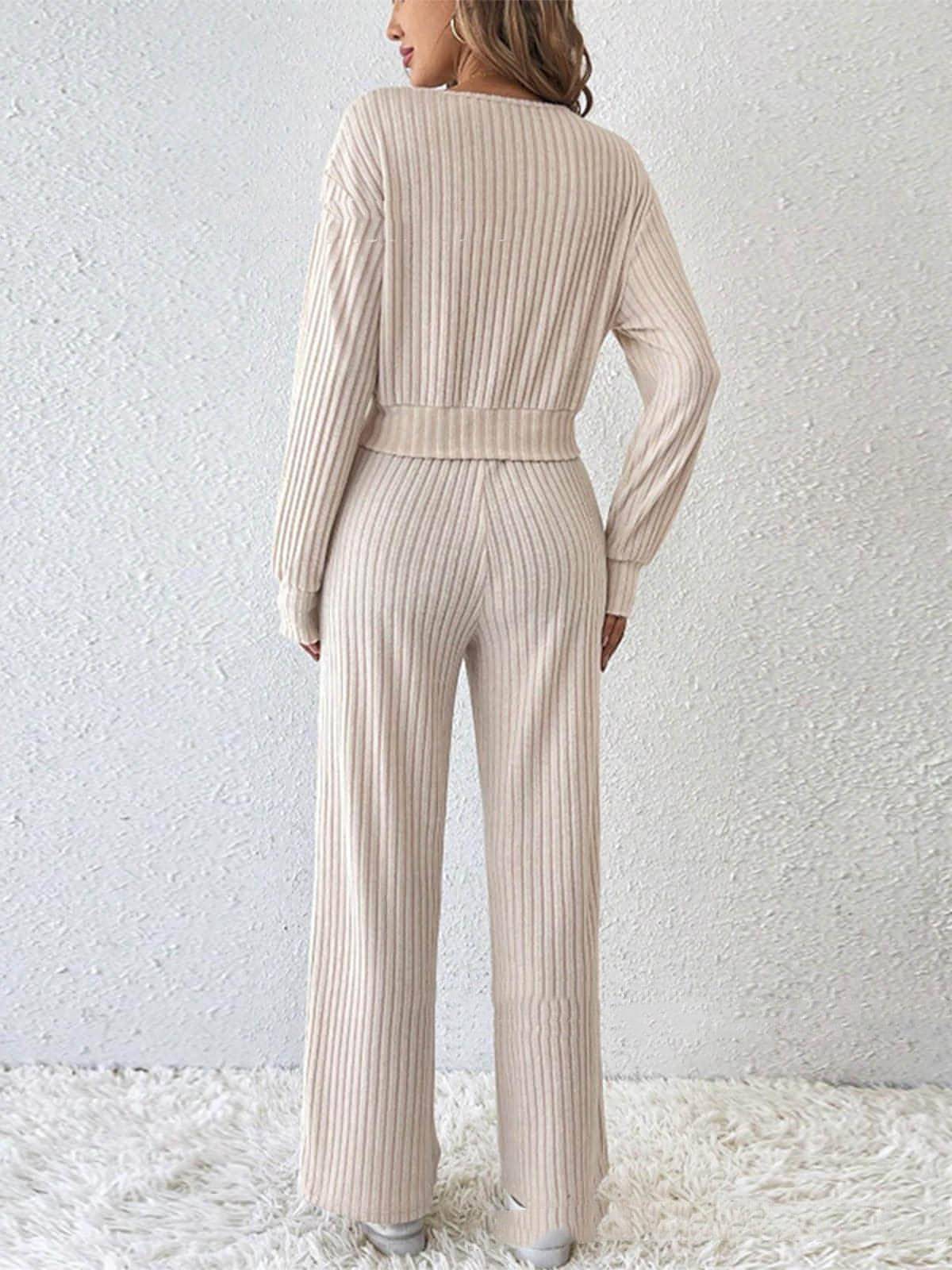 Long Sleeve Short Top Two-piece Set